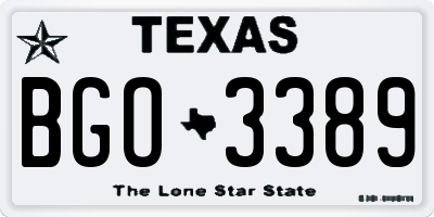 TX license plate BGO3389