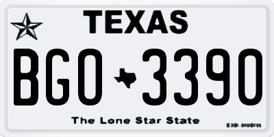 TX license plate BGO3390