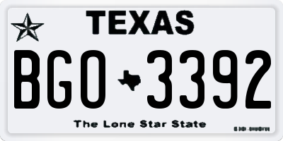 TX license plate BGO3392