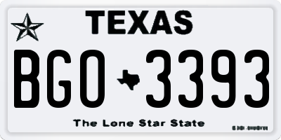 TX license plate BGO3393
