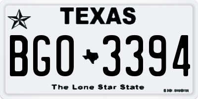 TX license plate BGO3394