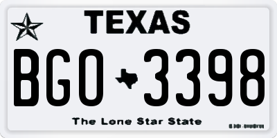 TX license plate BGO3398