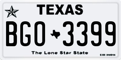 TX license plate BGO3399