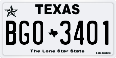 TX license plate BGO3401