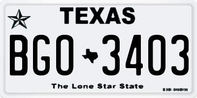 TX license plate BGO3403