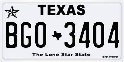 TX license plate BGO3404
