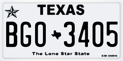 TX license plate BGO3405