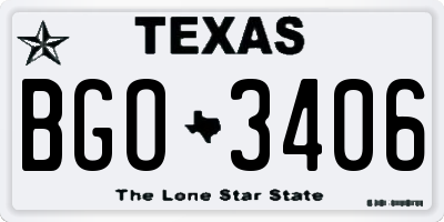 TX license plate BGO3406