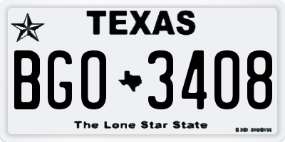 TX license plate BGO3408