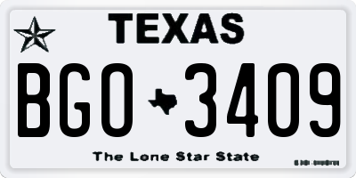 TX license plate BGO3409