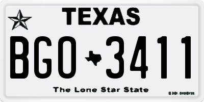 TX license plate BGO3411