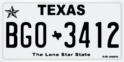 TX license plate BGO3412