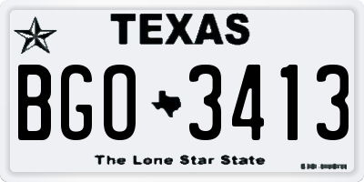 TX license plate BGO3413