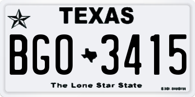 TX license plate BGO3415