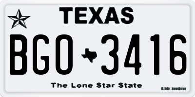 TX license plate BGO3416