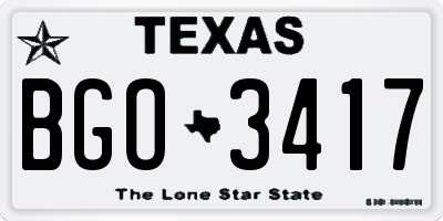 TX license plate BGO3417