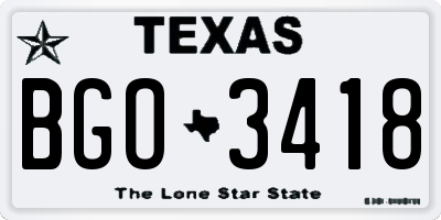 TX license plate BGO3418