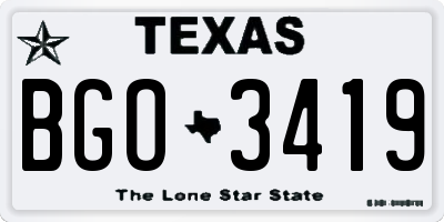 TX license plate BGO3419