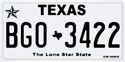 TX license plate BGO3422