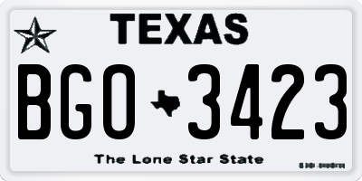 TX license plate BGO3423
