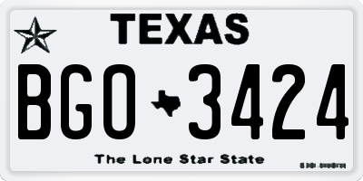 TX license plate BGO3424