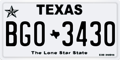 TX license plate BGO3430