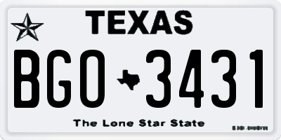 TX license plate BGO3431