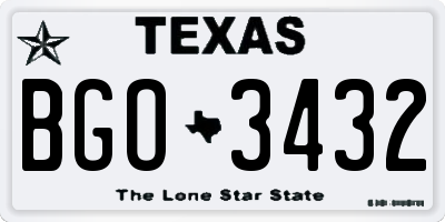 TX license plate BGO3432