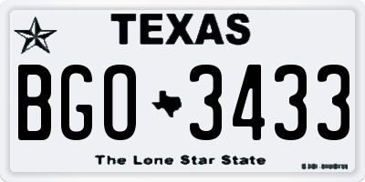 TX license plate BGO3433