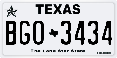 TX license plate BGO3434