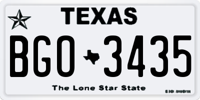 TX license plate BGO3435