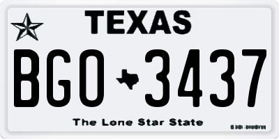 TX license plate BGO3437
