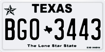 TX license plate BGO3443