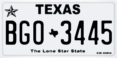 TX license plate BGO3445