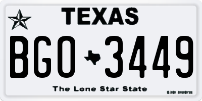 TX license plate BGO3449