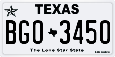 TX license plate BGO3450