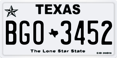 TX license plate BGO3452