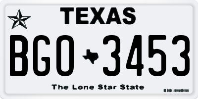 TX license plate BGO3453