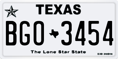 TX license plate BGO3454