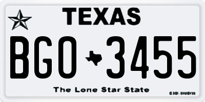 TX license plate BGO3455
