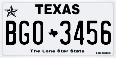 TX license plate BGO3456