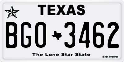 TX license plate BGO3462