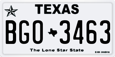 TX license plate BGO3463