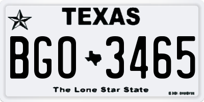 TX license plate BGO3465