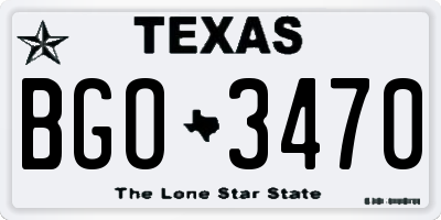 TX license plate BGO3470