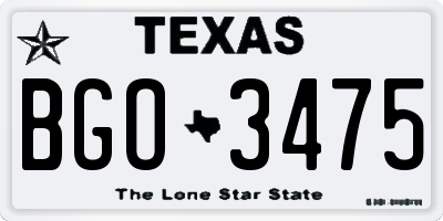 TX license plate BGO3475