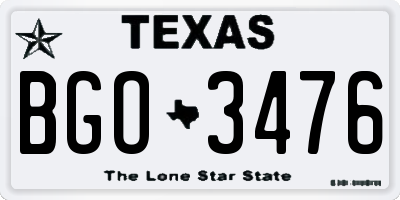 TX license plate BGO3476