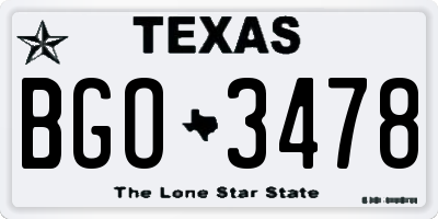 TX license plate BGO3478
