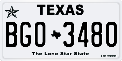 TX license plate BGO3480