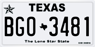TX license plate BGO3481